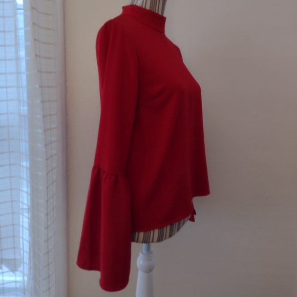 Urban Outfitters Red Mock Neck Bell Sleeve Blouse Size XS - Picture 3 of 14